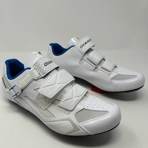 EUC Giant Phase 2 Cycling Shoe White Road Tri Racing 3 Bolt Cleat Men 9 EU 42